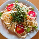 貝割れとミニトマトの和風パスタ